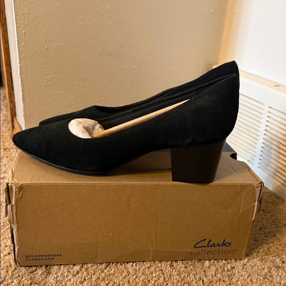 Clarks Black Block Heel Pumps